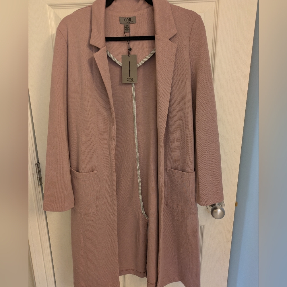 a new day Long Open-Front Trench Coat in Light Purple
